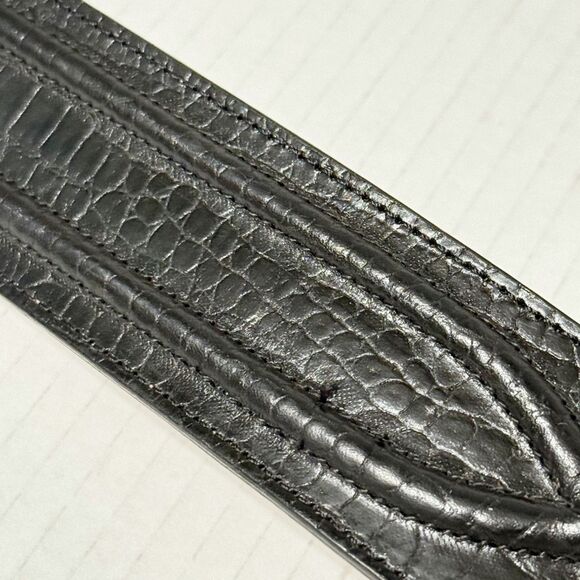 Guess Georges Marciano Vtg 90s Chunky Leather Belt Black Croc Emboss 3058 Sz M main image 9